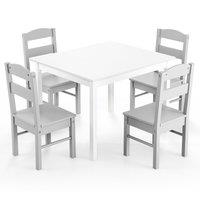 Gymax Table & 4 Chairs Set Activity Table Dining Table With Chairs in Grey