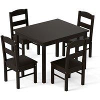 Gymax Table & 4 Chairs Set Activity Table Dining Table With Chairs in Dark Brown