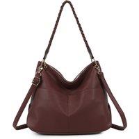 Fontanella Fashion Women's Braided Haven Hobo PU Leather Shoulder Bag in Burgundy