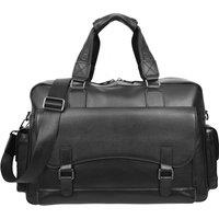 House of Leather Men's Real Leather Holdall Mid Size Weekend Overnight Bag Kensington Black | Size: Large