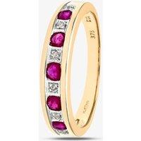 T.H.Baker Women's 9ct Five Stone Ruby Half Eternity Ring in Gold | Size: Large