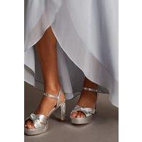 Monsoon Women's Twist Knot Platform Heels Silver | Size: 8