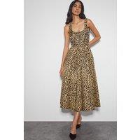 Monsoon Women's Sicily Fit & Flare Midi Dress Brown | Size: 24