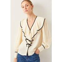 Monsoon Women's Lennox V-Neck Ruffle Blouse Ivory | Size: 22