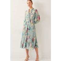 Monsoon Women's Agnes Floral Pleated Midi Dress Green | Size: 8