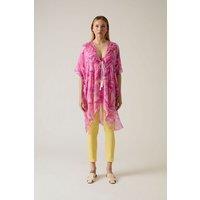 Abstract Print Pink Kaftan