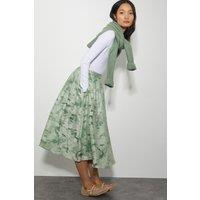 Josie Floral Jacquard Midi Skirt Green