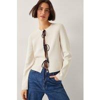 Monsoon Women's Tula Tie Cardigan Ivory | Size: XL