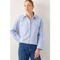 Monsoon Women's Lilah Cropped Utility Shirt Blue | Size: 2XL