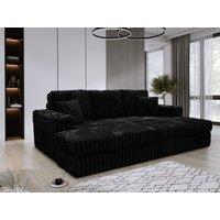 Furniture 786 Luxe Jumbo Cord 3-Seater Sofa with Removable Footstools in Black