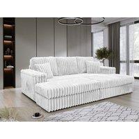 Furniture 786 Luxe Jumbo Cord 3-Seater Sofa with Removable Footstools in Ivory