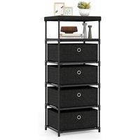 Gymax Fabric Storage Tower Industrial Organizer Unit With 4 Drawers-Black in Black