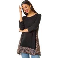 Roman Women's Animal Print Mesh Hem Tunic in Natural | Size: 12