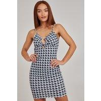 Pink Vanilla Women's Geometric Print Strappy Mini Dress in Black | Size: 8