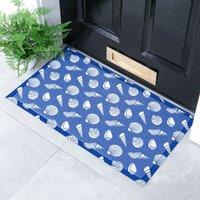 Artsy Mats White Shells Doormat (70 x 40cm) in Blue | Size: 40 cm x 70 cm