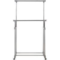Orsina Clothes Rack Clothes Hanging Double Rail With Wheels in Silver
