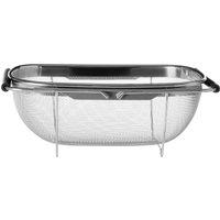 Orsina Versatile Over Sink Drainer With Expandable Black Handle, Convenient Sink Dish Rack, Durable Steel Drainer in Silver