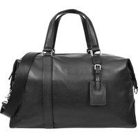 Real Leather Holdall Mid Size Weekend Overnight Bag Aspen Black