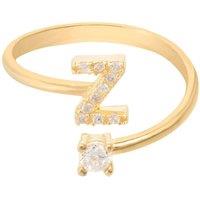 Latelita Women's Initial Ring Gold Z in White