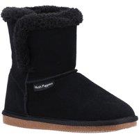 Hush Puppies Women's 'Ashleigh' Suede & Faux Fur Bootie Slippers in Black | Size: 4