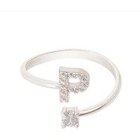 Latelita Women's Initial Ring Silver P in White