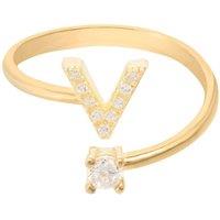 Latelita Women's Initial Ring Gold V in White