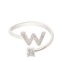 Latelita Women's Initial Ring Silver W in White