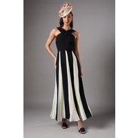 Coast Women's Cross Front Pleat Panelled Maxi Dress in Mono | Size: 12