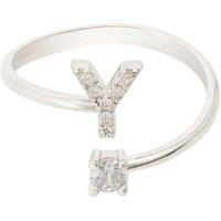 Latelita Women's Initial Ring Silver Y in White