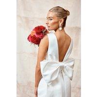 Coast Women's Honoured Plunge Neck Structured Satin Bow Back Wedding Dress in Ivory | Size: 12