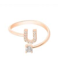 Latelita Women's Initial Ring Rosegold U in White