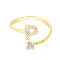 Latelita Women's Initial Ring Gold P in White