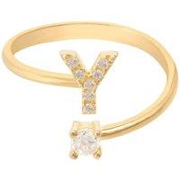 Latelita Women's Initial Ring Gold Y in White