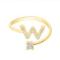 Latelita Women's Initial Ring Gold W in White
