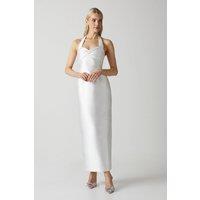 Coast Women's Halterneck Twill Column Wedding Dress in Ivory | Size: 12