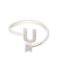 Latelita Women's Initial Ring Silver U in White