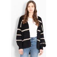 Sarta Women's Lucy Glitter Stripe Knitted Cardigan - Black/ Gold in Black
