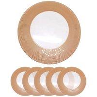 Neel Blue 33cm Set of 6 Charger Plates Checkered Design Glass Plates for Dinner Table Decoration in Rose Gold