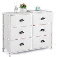 Costway 6 Drawers Dresser Organizer 2-Tier Fabric Storage Organizer Chest of Drawers in White