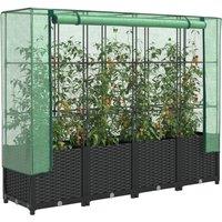 Raised Bed with Greenhouse Cover Rattan Look 160x40x138 cm