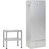Berkfield Home BBQ Oven Smoker with Table Galvanised Steel in Silver