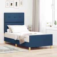 Blue Fabric Bed Frame 90x190 cm