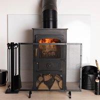 Charles Bentley Aspen Fireguard Contemporary Iron Silver Mesh Black Boarder Matte Finish