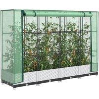 Raised Bed with Greenhouse Cover Rattan Look 160x40x123 cm