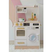 Teamson Kids Kids Wooden Play Kitchen Little Chef with Mini Garden & Washing Machine, White