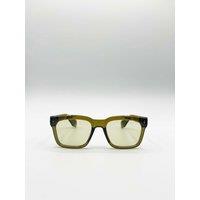 SVNX Men's Square Sunglasses in Green