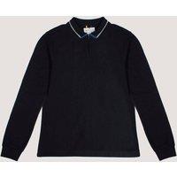 Larsson & Co Men's Long Sleeve Polo With Sporty Rib in Navy | Size: Large
