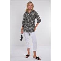Love Sunshine Women's Black Leaf Print Oversized Shirt | Size: 12