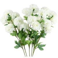 Pegdev Pack of 6 70cm Artificial White Carnation Stems with Silk Flowers