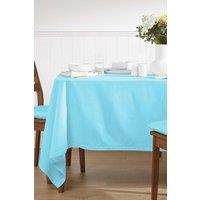 Homescapes Plain Cotton Tablecloth, 137cm x 228cm in Blue | Size: 137 cm x 228 cm
